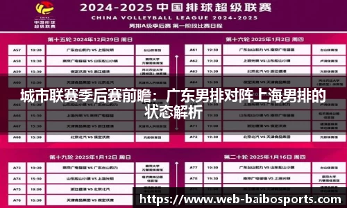 城市联赛季后赛前瞻：广东男排对阵上海男排的状态解析